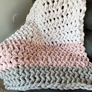 Brand new , hand knit chunky blanket.